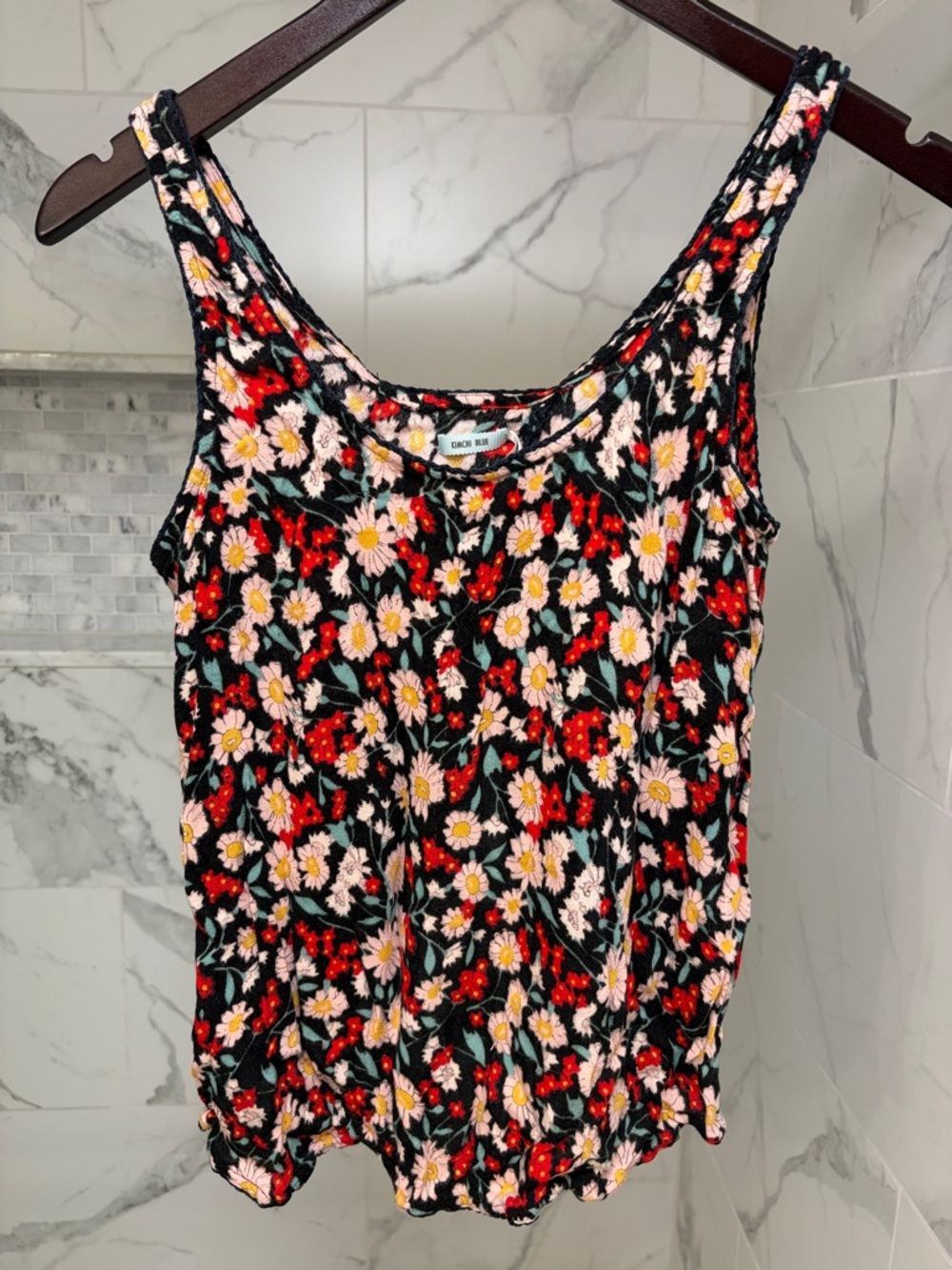 Urban Outfitters Floral Scoop Neck Tank - Black, Red, Pink & Green
